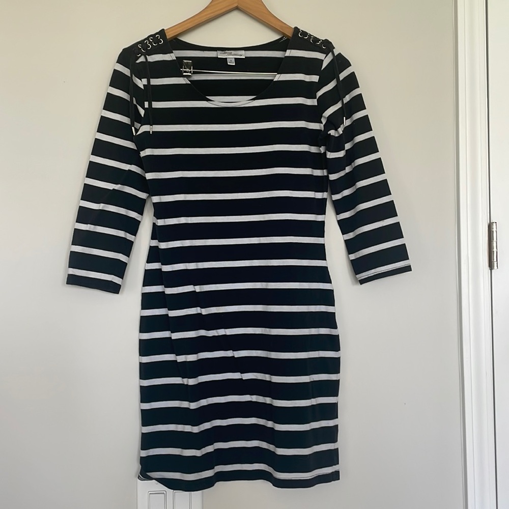 Allison Brittney Stripes Dress with Tie Detail Sz S EUC